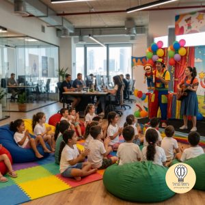 הצגה לילדים במסגרת קייטנה לילדי העובדים, בהפקת ״ראש גדול - משחק חויה חינוך״